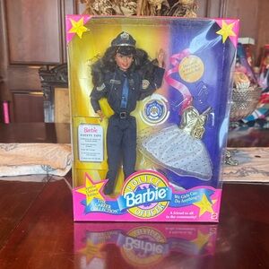 Barbie Police Officer Doll with Blue Uniform and Gold Dress